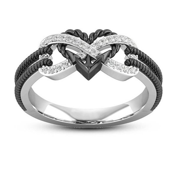 Elegant Fashion Infinity Love Rings 14K Rose Gold Heart Rings for Women 925 Sterling Silver Two-tone Ring Heart Full Diamond Ring Romantic Bride Engagement Wedding Ring Anniversary Ring Christmas Gift Party Jewelry Size US5-11 - Shop Trendy Women's Fashion | TeeYours