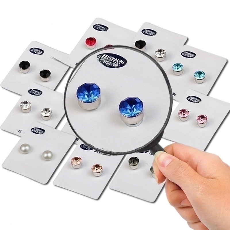 Fashion Color Diamond Stainless Steel Magnetic Earrings