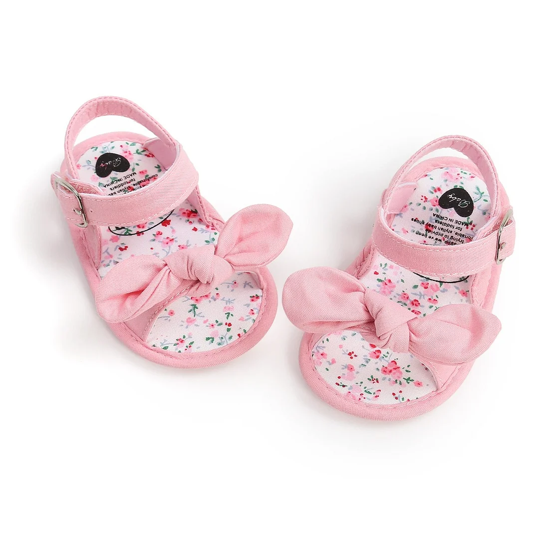 Fashion Newborn Infant Baby Girls Princess Shoes Bowknot Toddler Summer Sandals PU Non-slip Shoes 0-18M