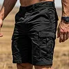 Cotton Blend Men's Cargo Shorts with Multiple Pockets and Adjustable Waistband by Inlyline