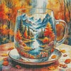 Autumn Cup Full Stamped Cross Stitch Kit 14CT 2-Strand Egyptian Cotton 65x65cm tapestrymarket