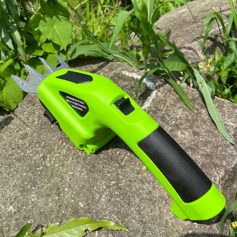 1pc effortlessly trim your lawn and shrubs with this 7 2v 2 in 1 electric handheld hedge trimmer pruning shears rechargeable lithium ion battery and charger included details 2