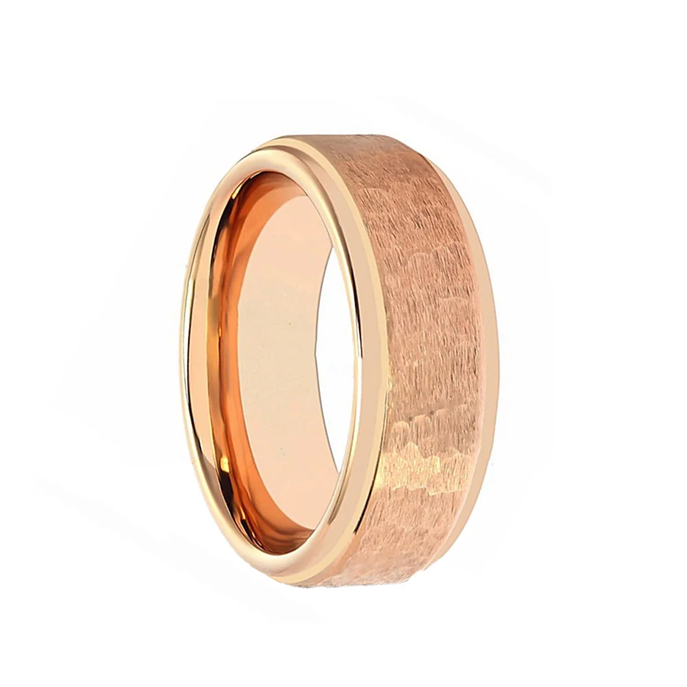 6MM 8MM Tungsten Carbide Rose Gold Plated Men Rings Engagement Wedding