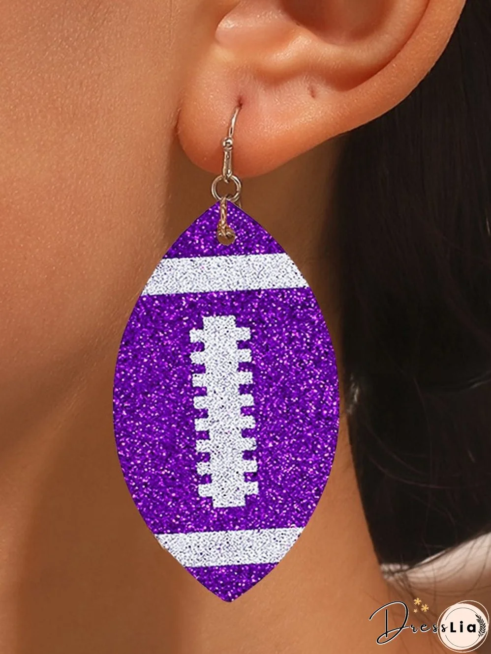 Purple Sequin Rugby Drop Earrings with Sparkling Glamour