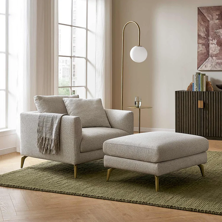 Lena Performance Fabric Armchair with Ottoman