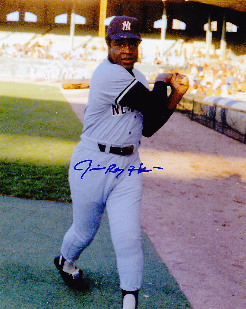 JIM RAY HART NEW YORK YANKEES ACTION SIGNED 8x10