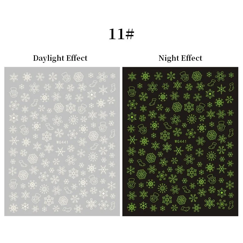 3D Luminous Nail Stickers Halloween Pumpkin Spider Star Moon Transfer Sliders  Winter Glow In The Dark Nail Art Decoration-Nail Inspo