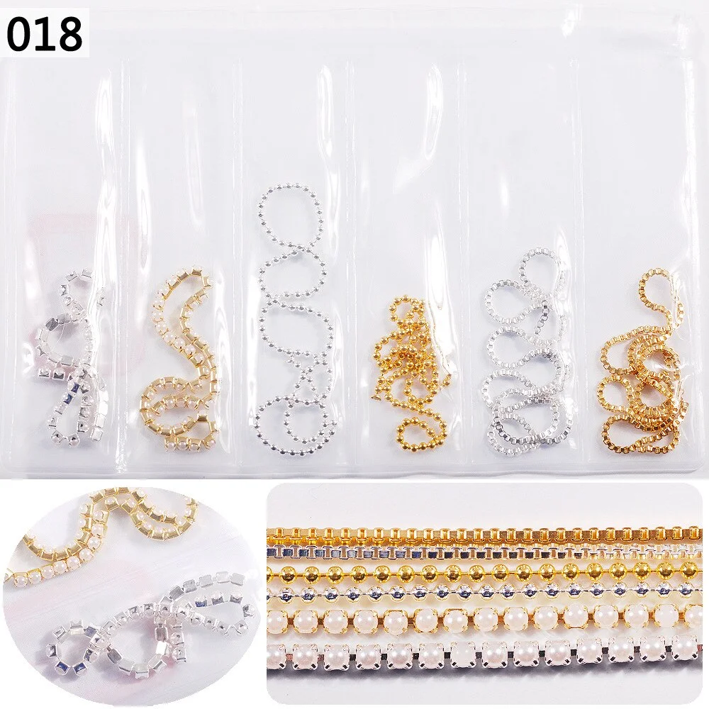 50cm / Six / Bag New Color Mixed Fashion Nail Art Creative Decoration Chain DIY Nail Art Creation Accessories 3d Charms