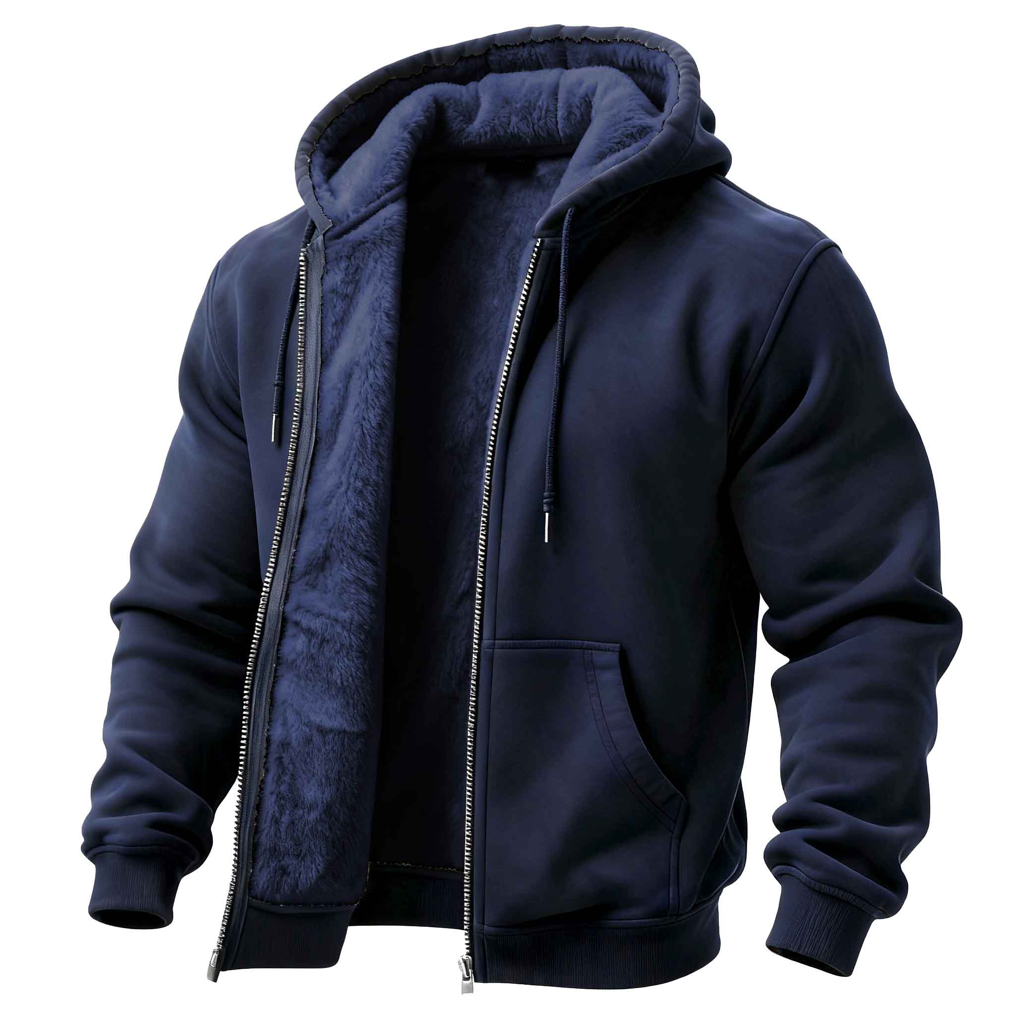 Men's Vintage Fleece Pocket Full Zip Long Sleeve Hoodie Jacket