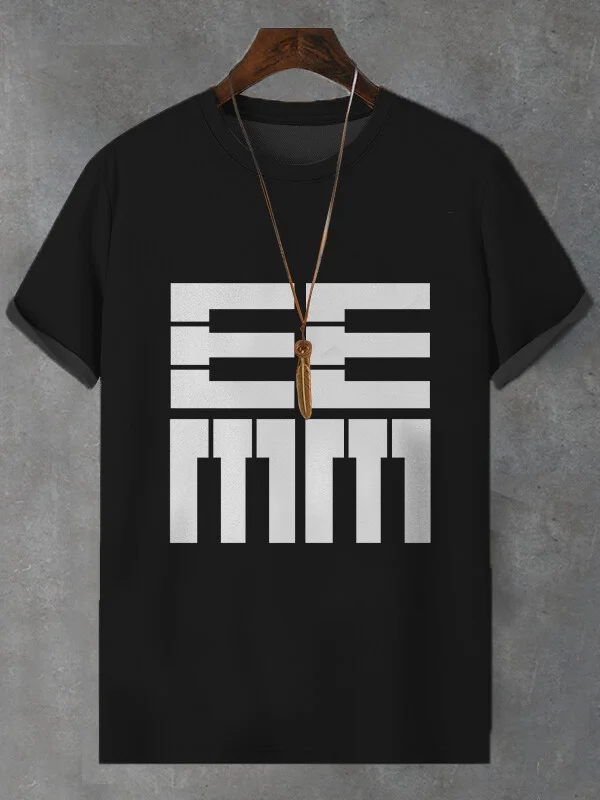 Men's Piano Keyboard EEMM Graphic Print T-Shirt