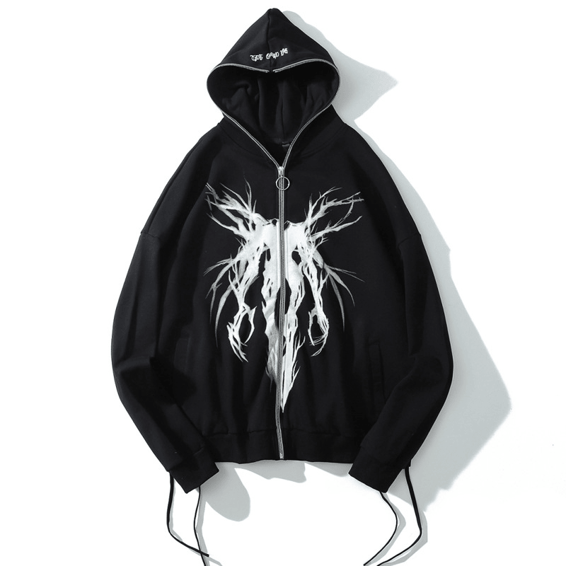 Dark Wind Funeral Trendy Brand Printed Cardigan Zipper Sweater