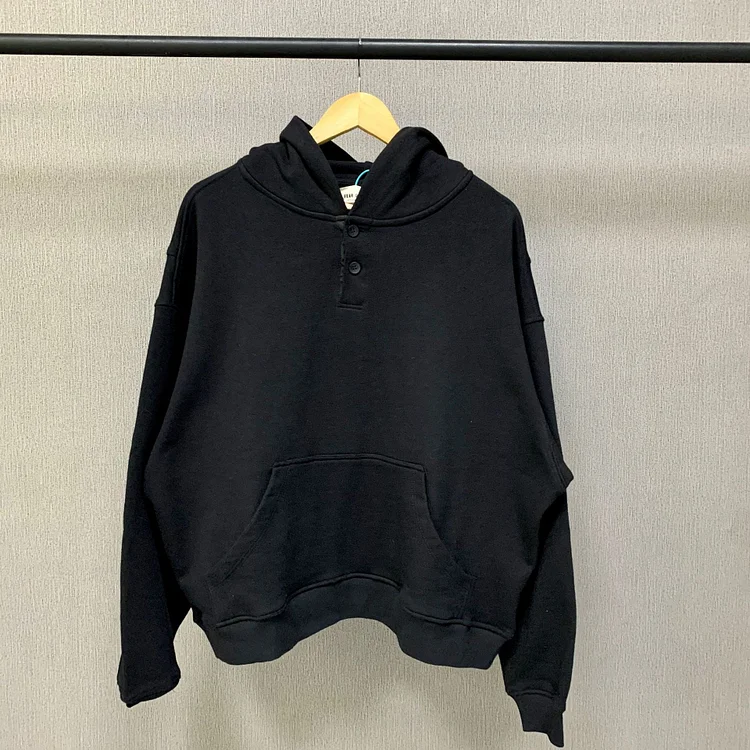 Fog Fear Of God Essentials Hoodie Henry Collar Button Hoodie Terry Coat