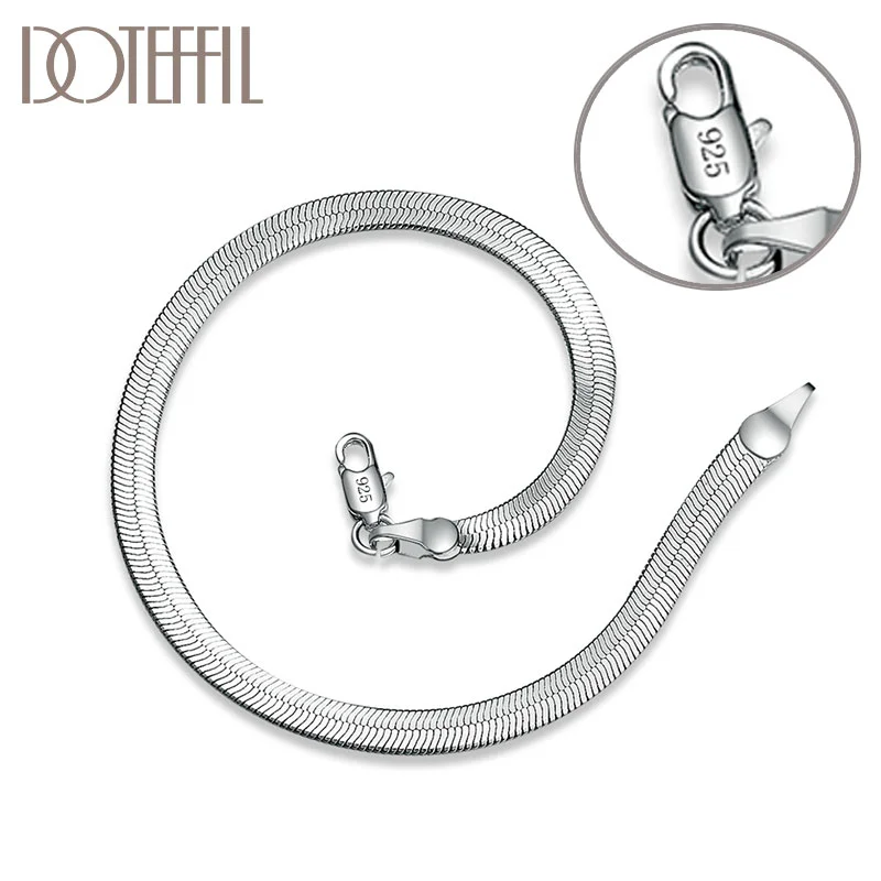 DOTEFFIL 925 Sterling Silver 4MM Snake Chain Bracelet For Woman Men Jewelry