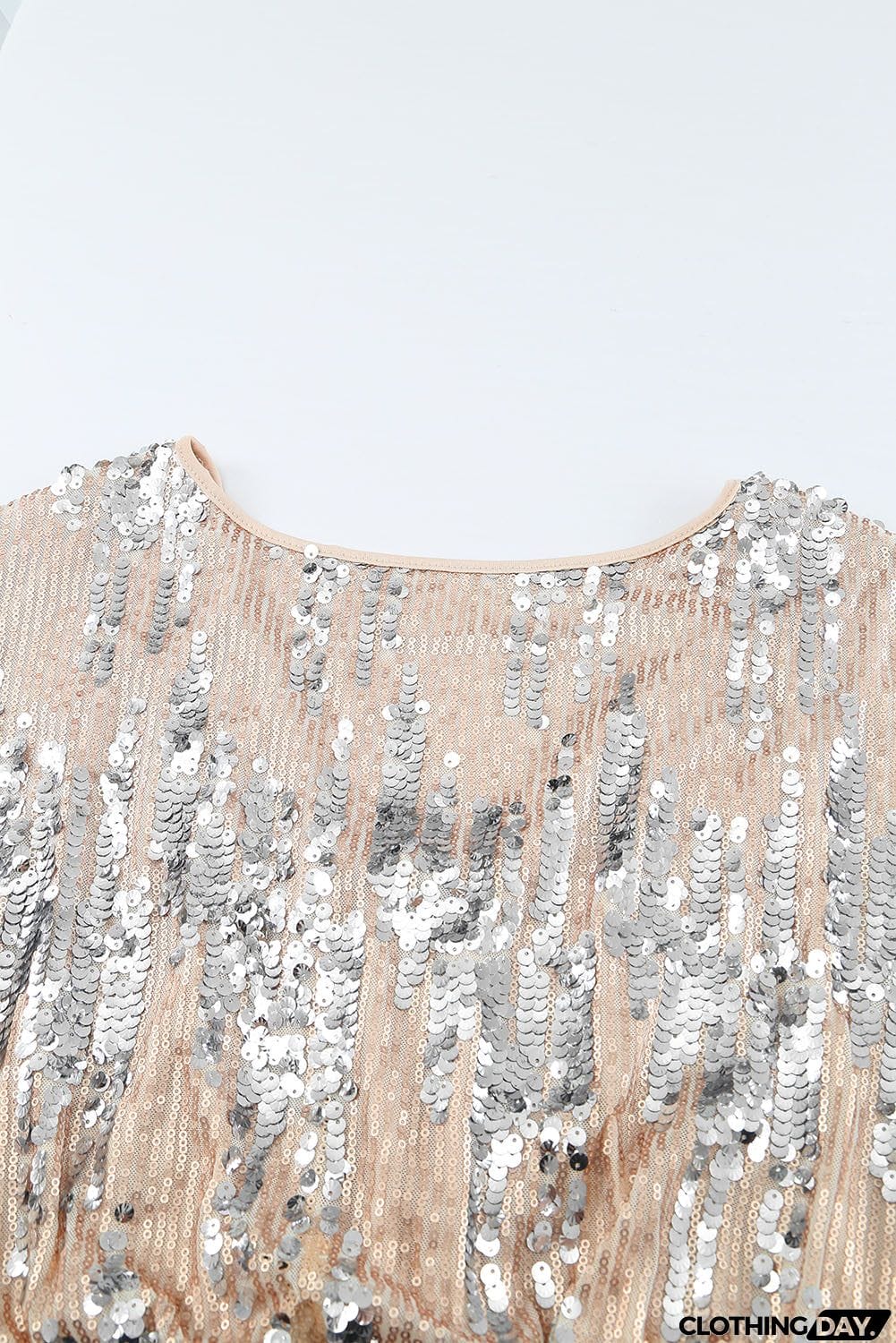 Apricot Sequin Batwing Top Midi Dress