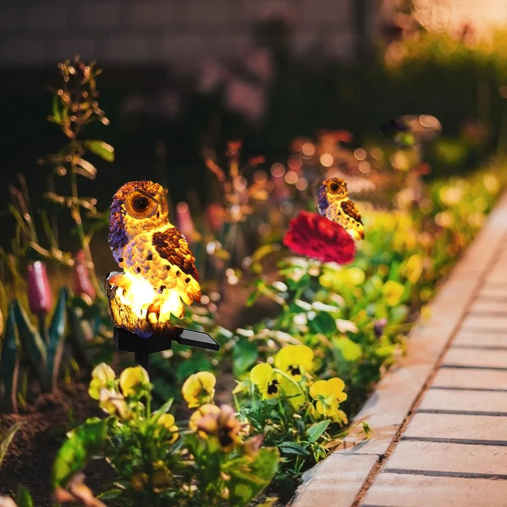 Solar Power LED Owl Lawn Light Waterproof Garden Landscape Lamp (White)