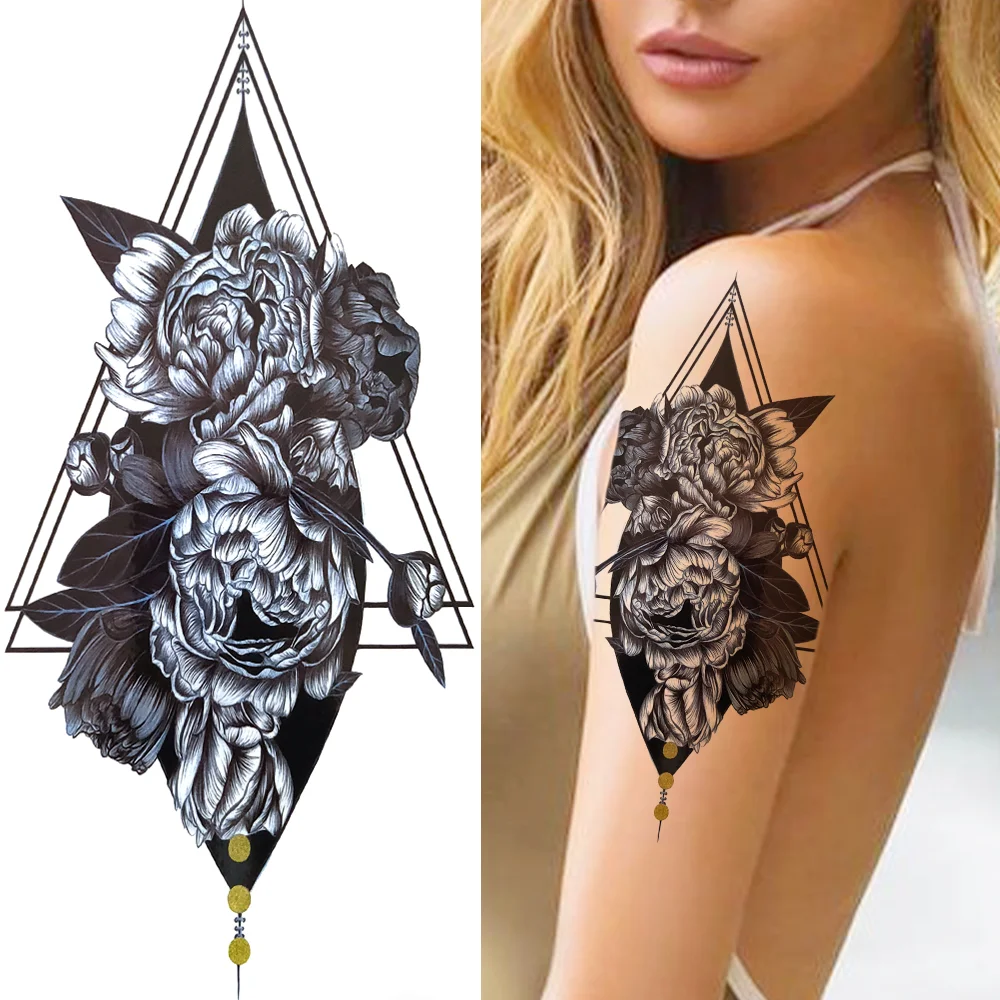 Sdrawing Skeleton King Temporary Tattoo For Women Men Kids Black Deer Dragon Lion Tribal Totem Tattoo Sticker Geometric Tatoo