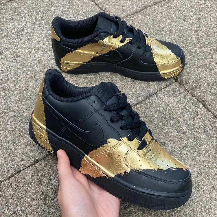 Oversart Custom Hand-Painted Shoes  "Brushed Gold Leaf"