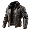 Men's Outdoor Cycling Vintage Brown Leather Jacket With Fur Collar by Inlyline