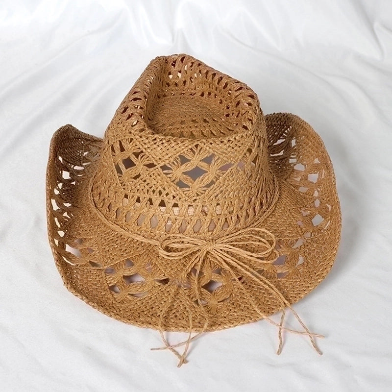 Unisex Minimalist Solid Color Hollow Out Crimping Straw Hat