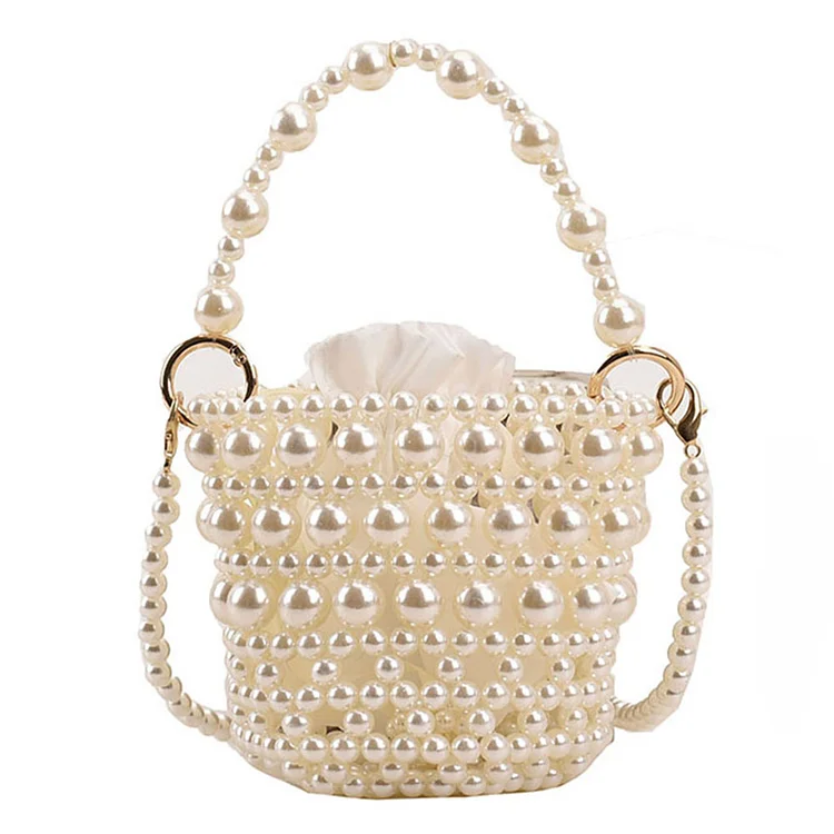 Pearl Shoulder Bag Hand Beading Wedding Handbag Party Holiday Gift (Style B)