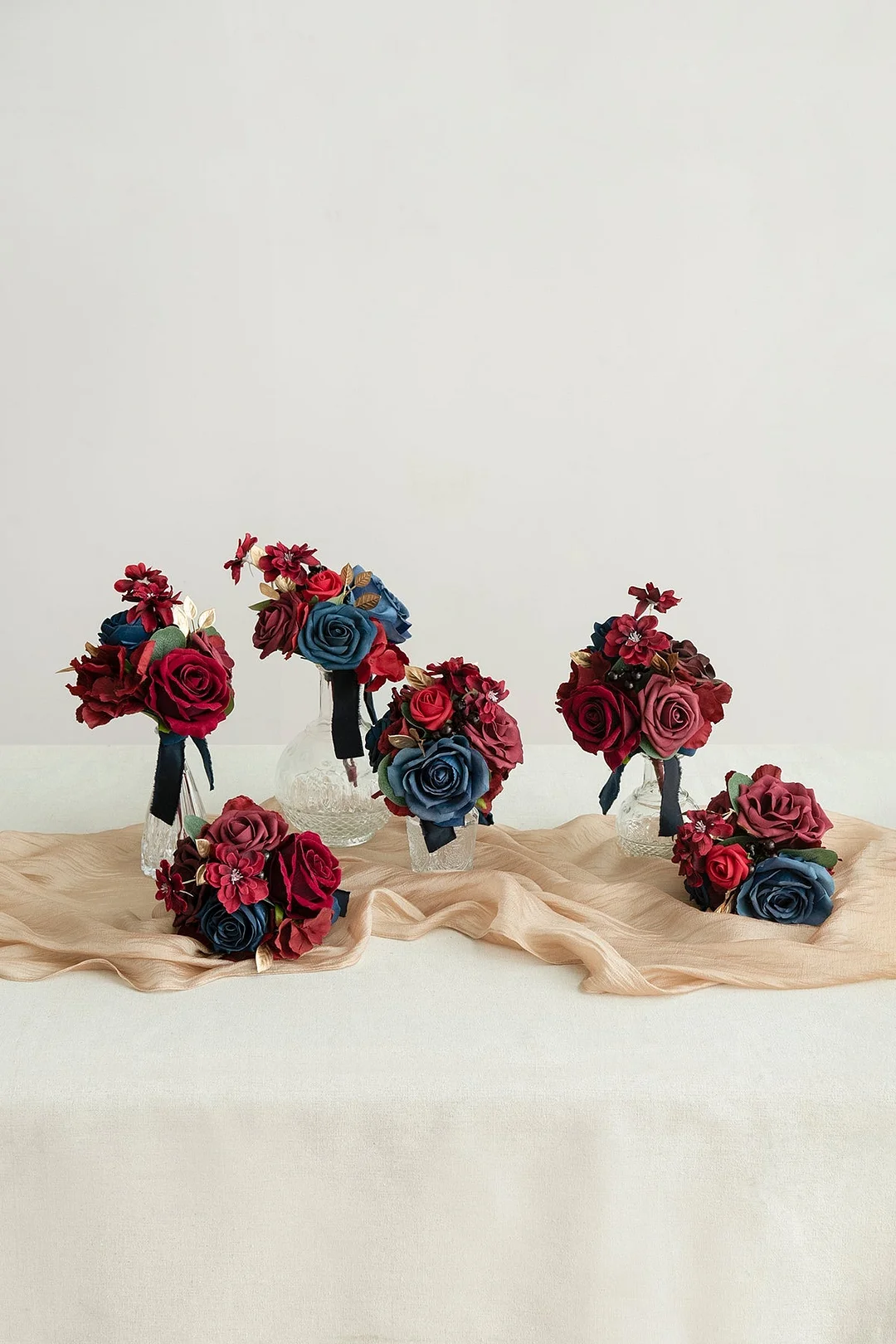 Mini Bouquet Centerpiece Set in Burgundy & Navy