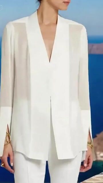 Satin Stitching Comfortable Slim Long Shirt