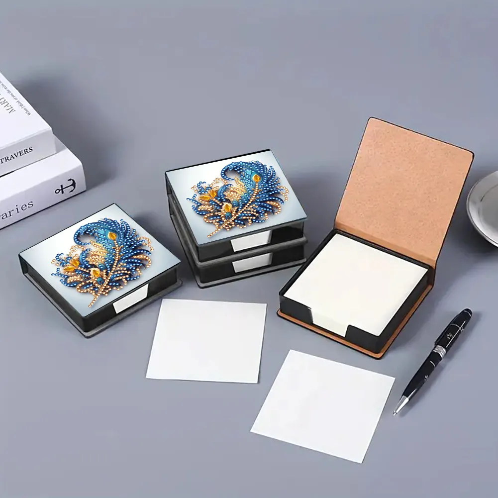 Feathers PU Diamond Painting Notecard Box 5D DIY Diamond Art Note Box