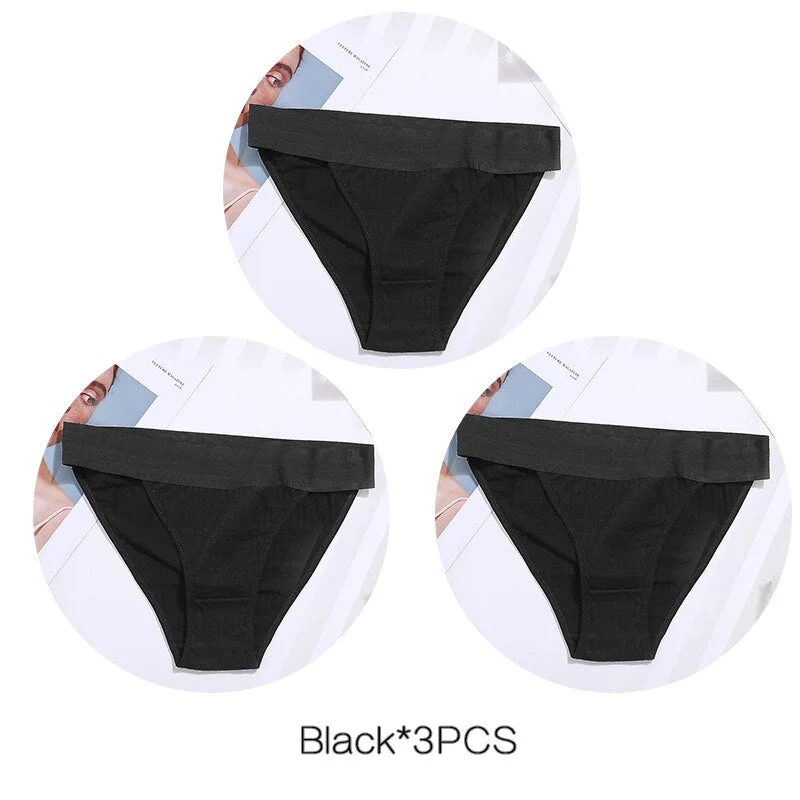 FINETOO 3Pcs/set Panties Women Cotton Underwear Female Sexy Lingerie Ladies Casual Brief Women Striped Underpants Intimates M-XL