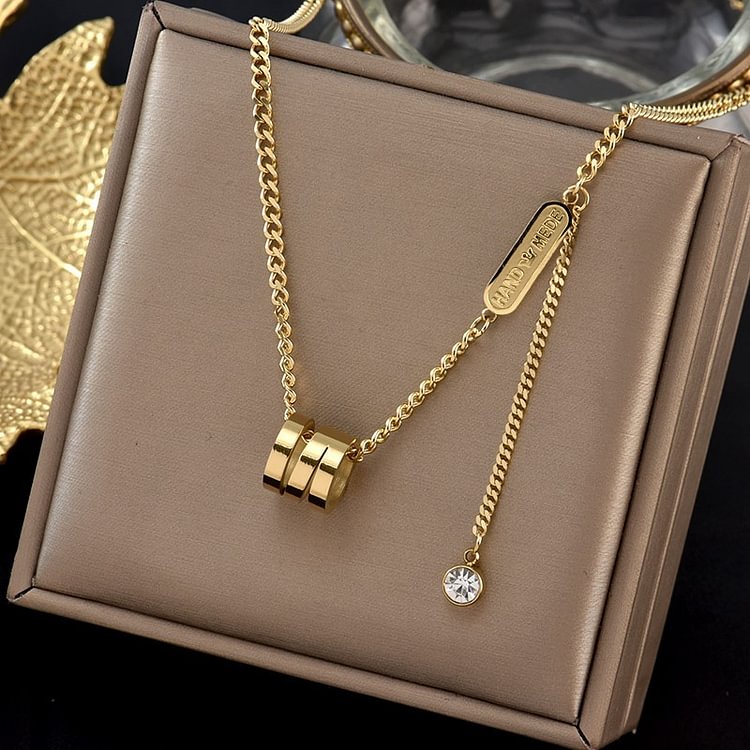 Fashion multi-layer metal ring necklace