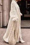 Women's Stylish Warm Long Solid Color Chunky Knit Cardigan