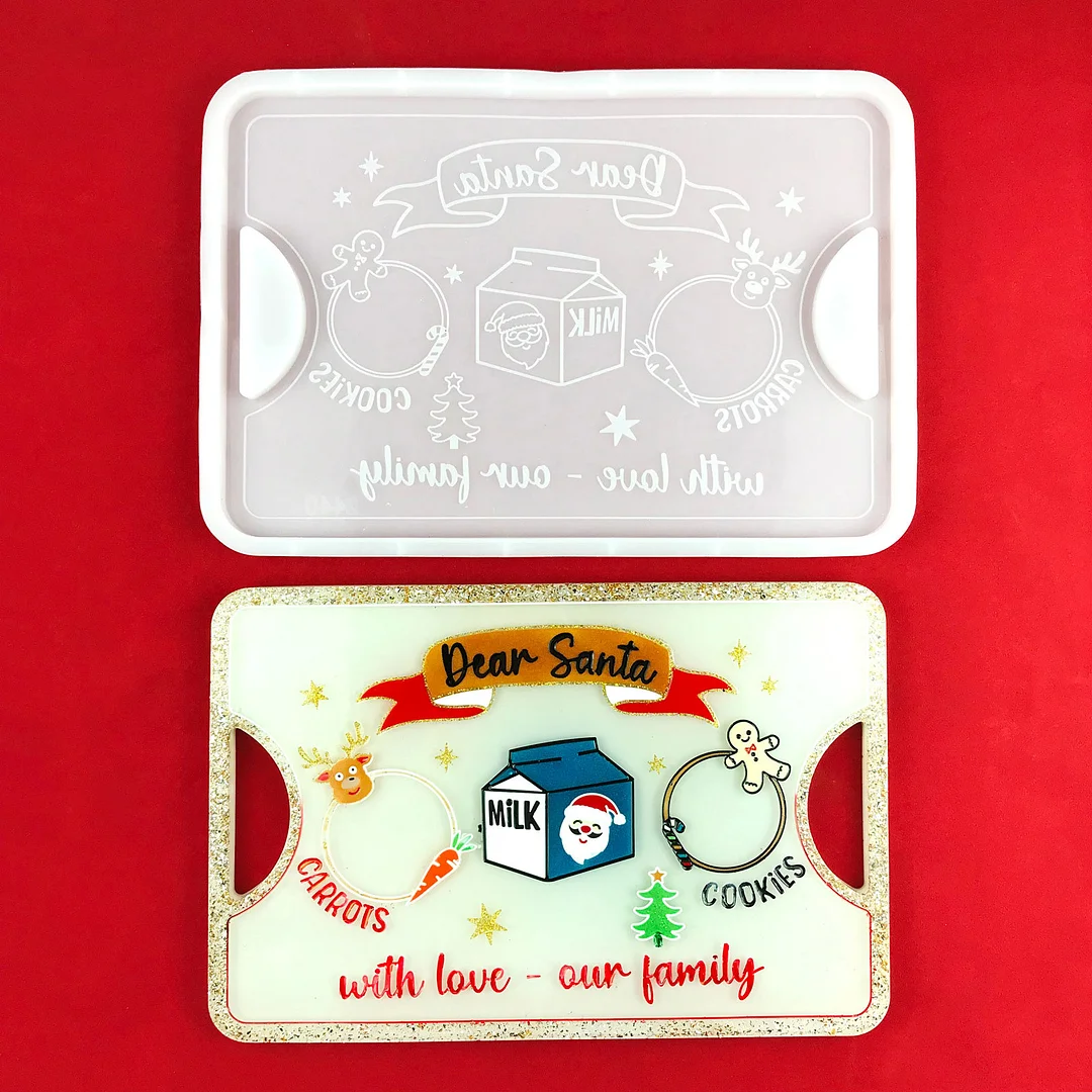 Resin Santa Cookie Plate Mold "Dear Santa" Style B