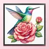 Humming Rose Glass Bead Partial 11CT DIY Stamped Cross Stitch Kits for Beginners Adults Home Decor Cross Stitch Art and Crafts Kits 14.04x14.04in tapestrymarket