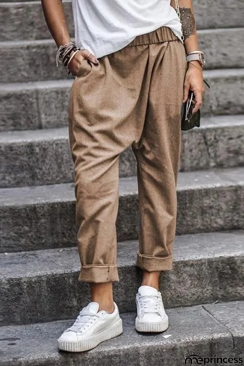 Pockets Elastic Loose Pants