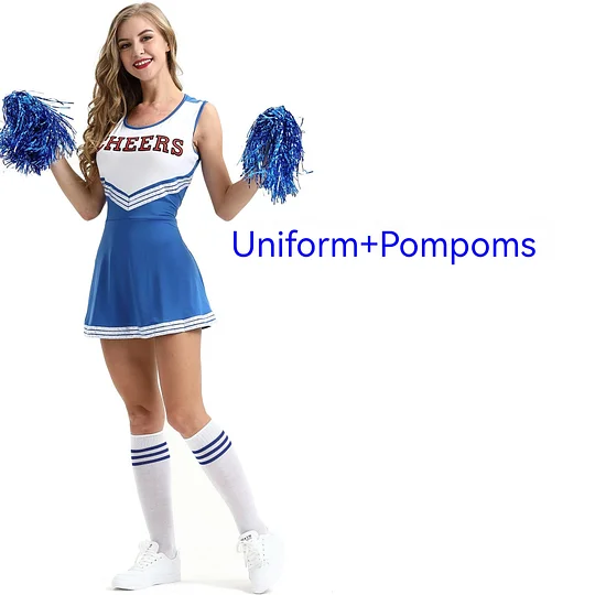 [Wetrose] In Stock Cheers Costume Cheerleading Uniform Cheerleader Pompoms School Sports Day Meeting Race Match Cheering Adult