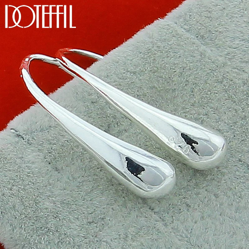 DOTEFFIL 925 Sterling Silver Water Droplets/Raindrops Stud Earrings For Woman Jewelry
