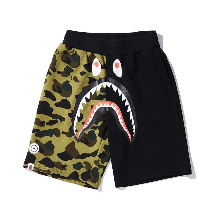 Shark Print Shorts Purple Patchwork Blue Men and Women Summer Camouflage Shorts Fashion Brand Casual Shorts