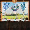 3PCS-4 5D DIY Diamond Painting Wind Chimes Suncatcher Kit Double Sided Diamond Art Kits Suncatcher with Crystal Pendant for Home Wall Window Decor Adults DIY Art Craft
