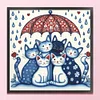Blue And White Porcelain-Cat-11CT Stamped Cross Stitch 40*40cm/15.75*15.75in