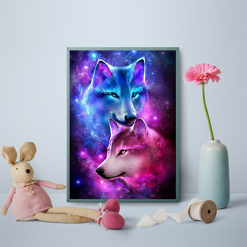 

(Multi-Size) Two Wolves - Round/Square Drill Diamond Painting, Square diamond 30*40cm, 501 Original