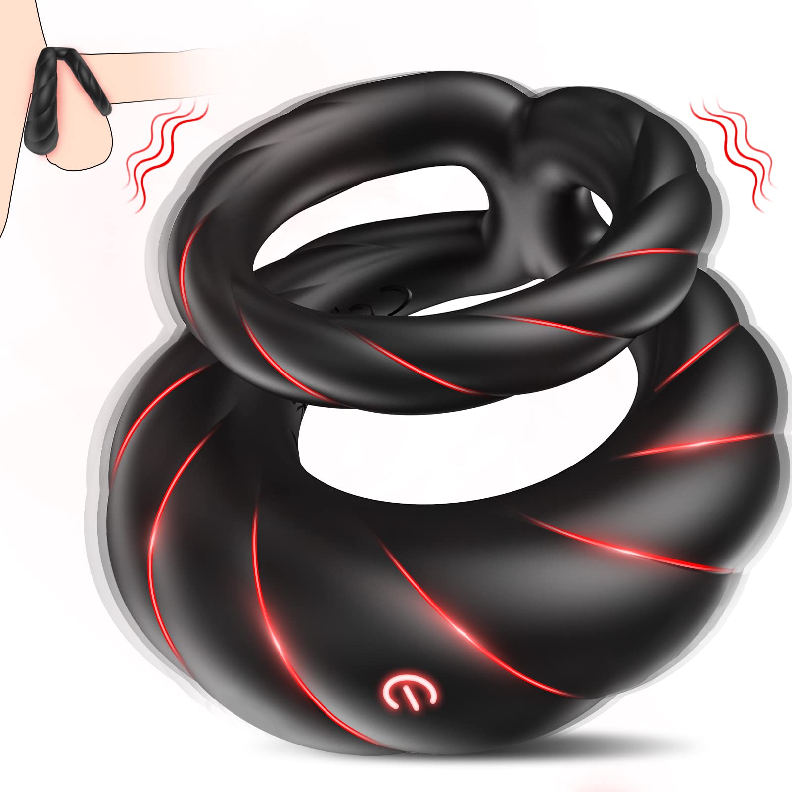Vibrating Penis Ring Sex Toys For Men With 10 Vibrations - Rose Toy