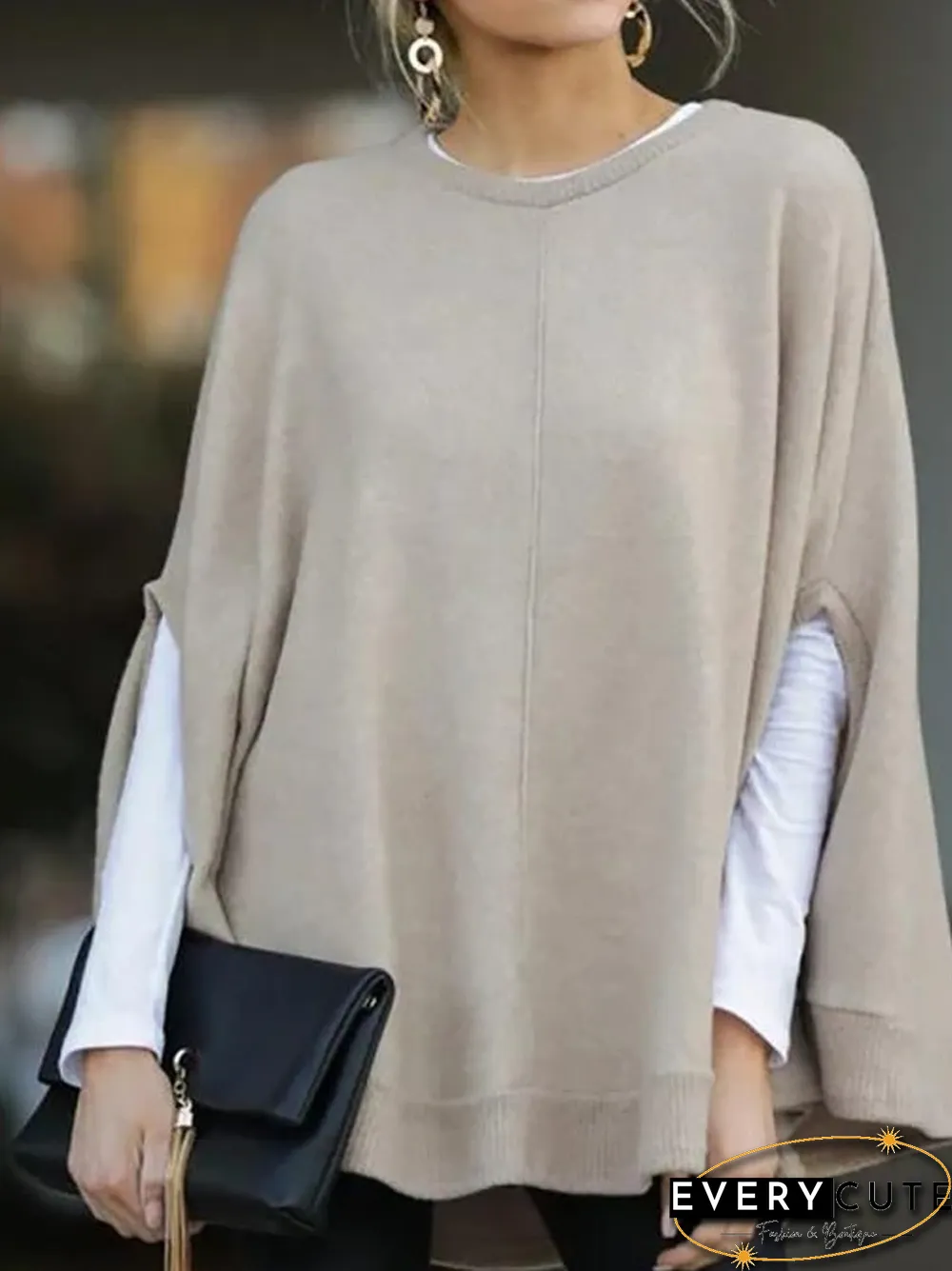 Casual Knitted Fall Solid Blouse