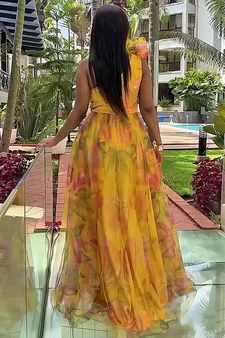 orange fuchsia floral maxi dress FUCHSIA FLORAL MAXI Rentmeoutnz