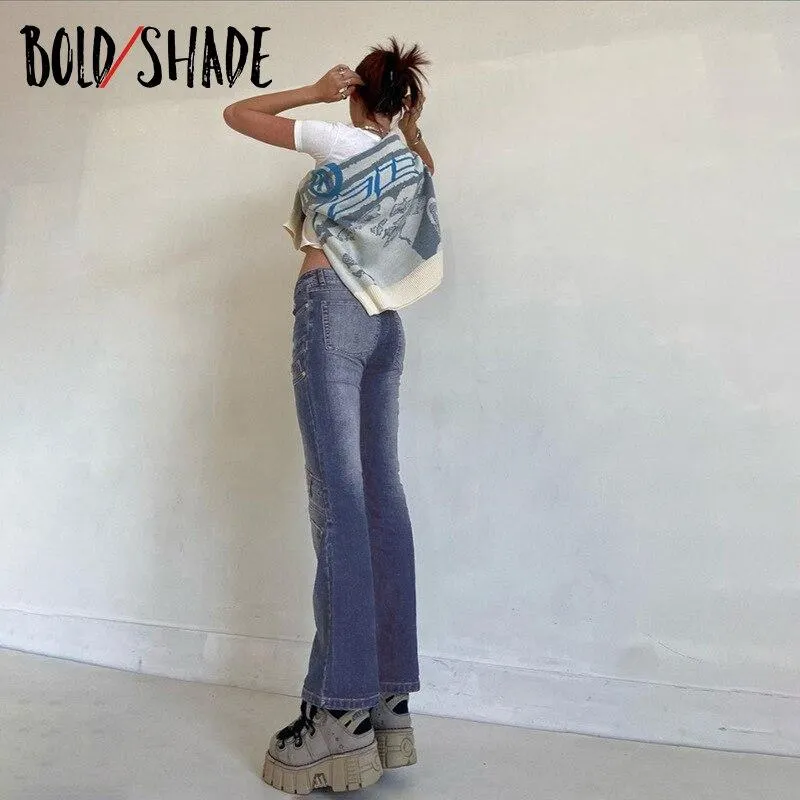 Bold Shade Soft Grunge Fashion Jeans Asymmetric&nbsp;Patchwork High Waist Skinny Straight Jeans Indie Y2K Urban Style Women Pants New