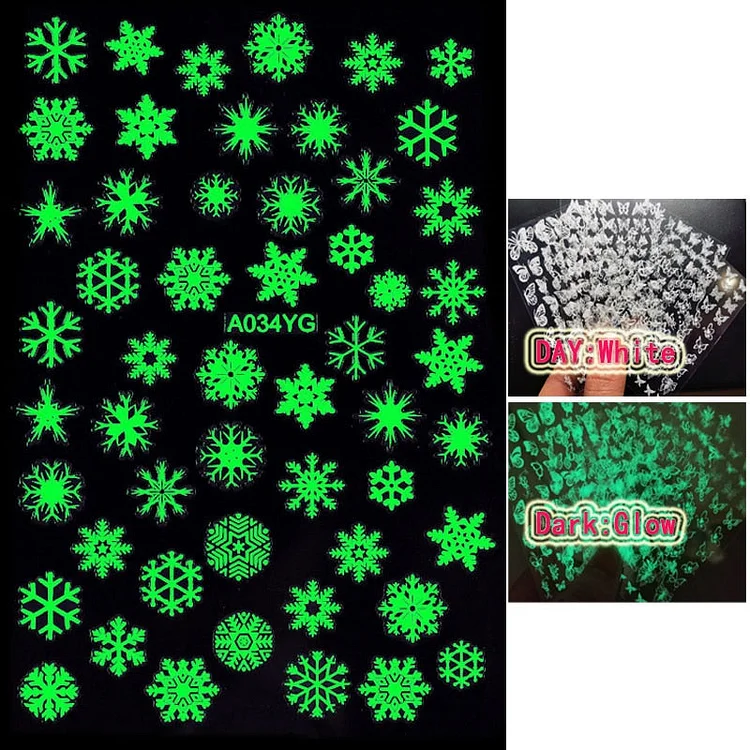 Luminous Fire Nail Art Stickers Glow In Dark Nail Decals Moon Butterfly Transfer Manicure Design Night Light Stickers