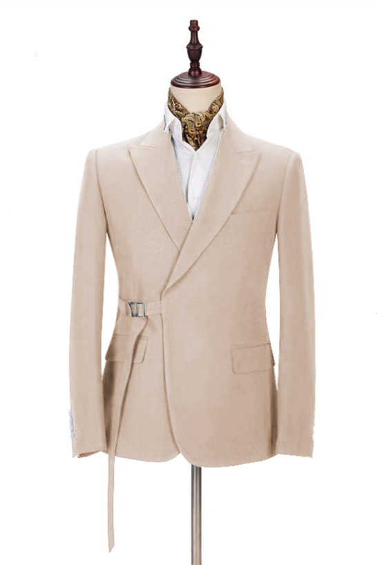 Handsome Champagne David Beckham Royal Wedding Suit With Buckle Button | Risias