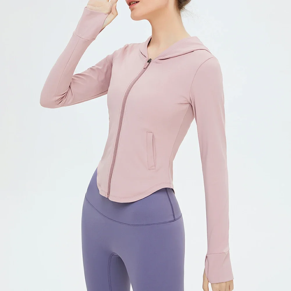 Hergymclothing Ladies Lightweight Zip Up Hoodies Comfortable