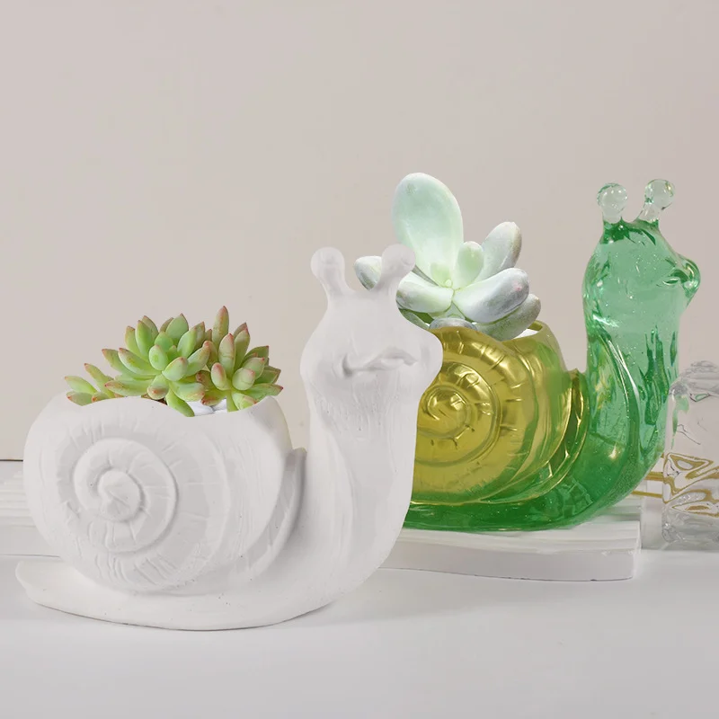 3D Snail Flower Potted Plant Display Table Organizer Silicone Mold