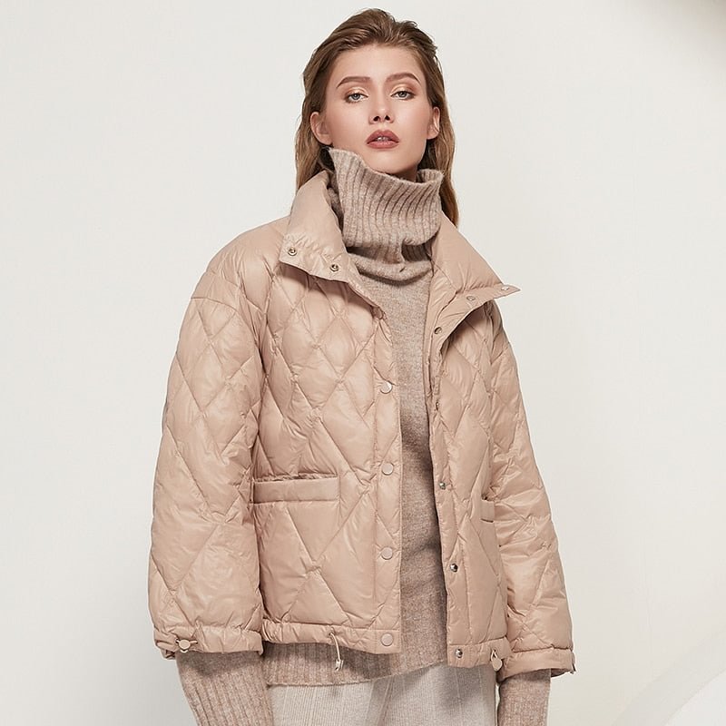 Aachoae Womens Coats 2021 Winter Single Breasted Coat With Pockets Long Sleeve Fashion Down Jacket Female Thick Warm Outerwear