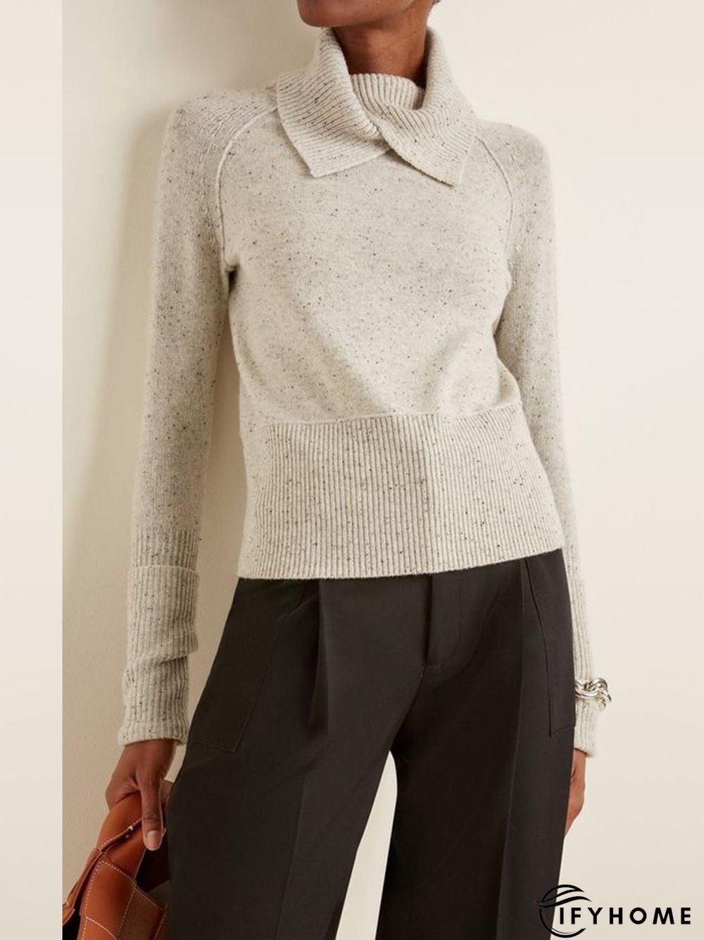 Long sleeve Regular Fit Plain Casual Sweater | IFYHOME