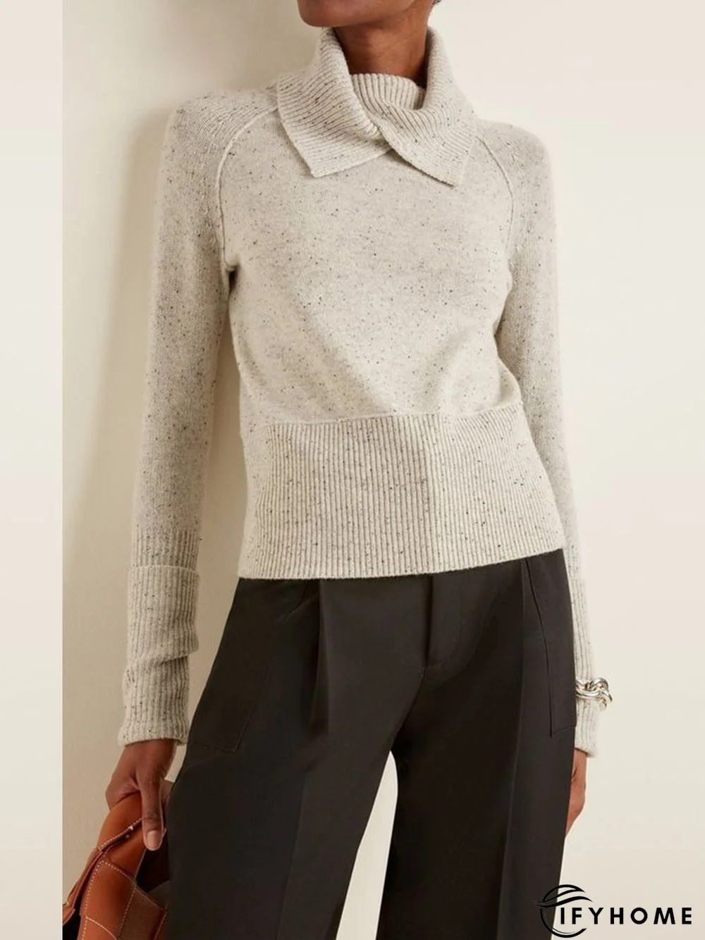 Long sleeve Regular Fit Plain Casual Sweater | IFYHOME